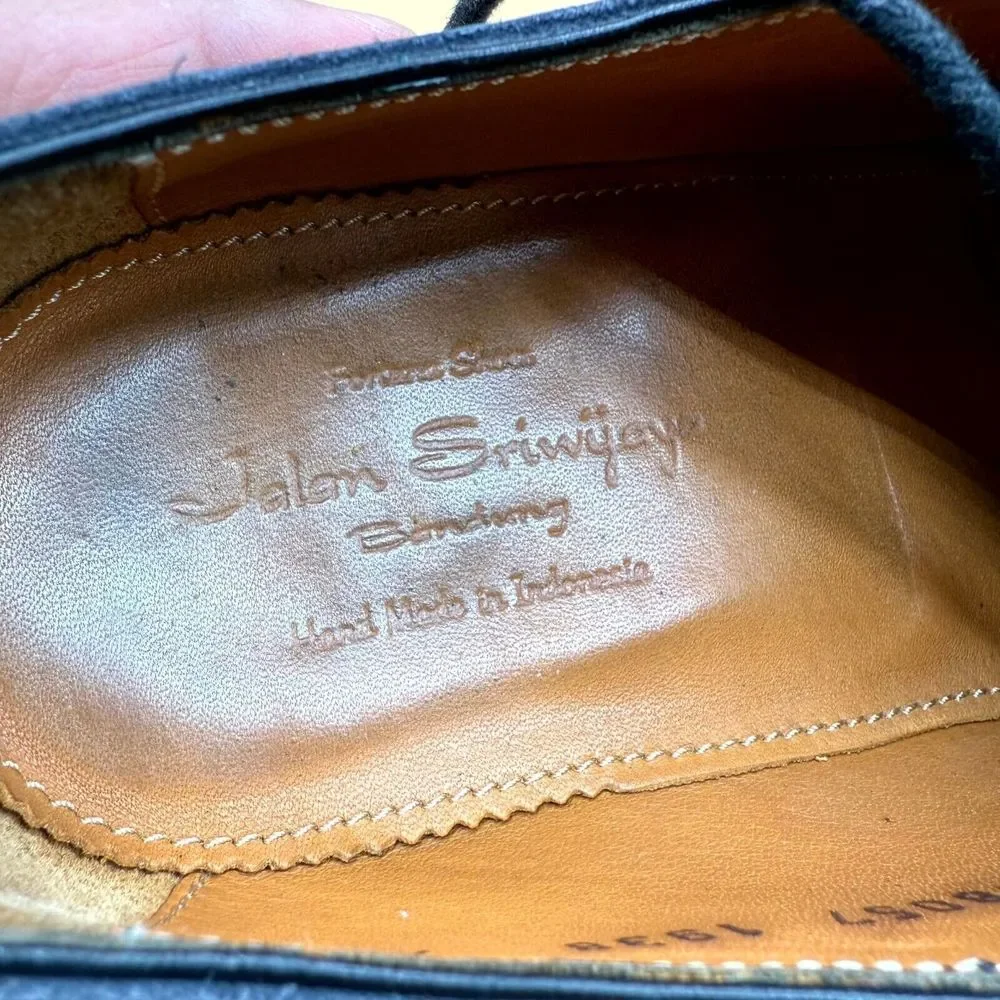 Jalan Sriwijaya Dress Shoes Men's Size 7.5 Black Leather Wingtip Lace-Up‎ Formal